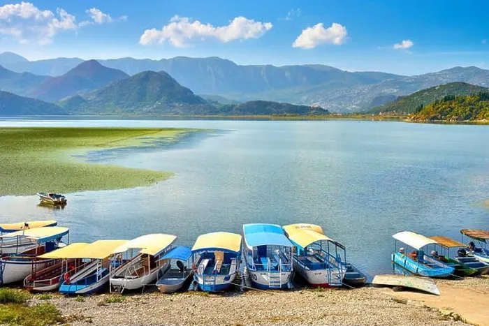 Framed Print : Excursion boats waiting for tourists, Skadar Lake, Montenegro Framed Print : Excursion boats waiting for tourists, Skadar Lake, Montenegro
