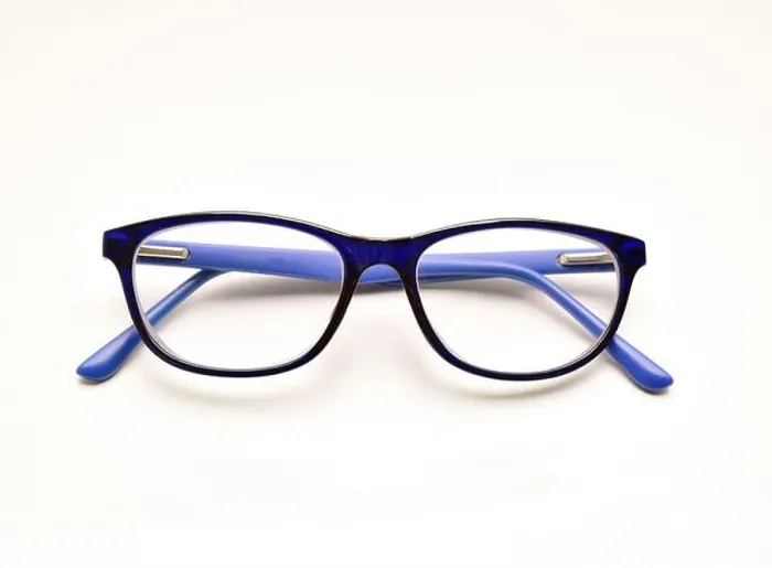 Framed Print : eyewear isolated on white background, black and blue spectacle Framed Print : eyewear isolated on white background, black and blue spectacle