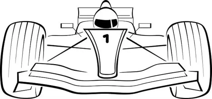 Framed Print : F1 racing car. Black and white vector illustration for coloring book Framed Print : F1 racing car. Black and white vector illustration for coloring book
