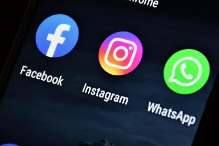 Framed Print : Facebook, Instagram and Whatsapp icons on monitor screen. Social network website. Icon. Social media app. Social network