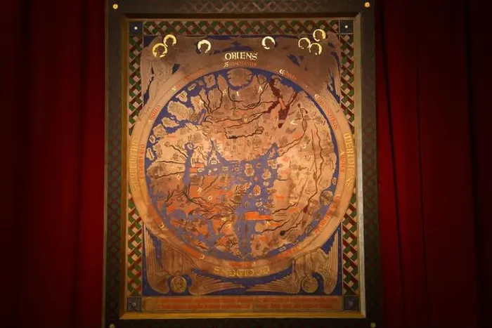 Framed Print : Facsimile re-creation of a 12th century Mappa Mundi Framed Print : Facsimile re-creation of a 12th century Mappa Mundi