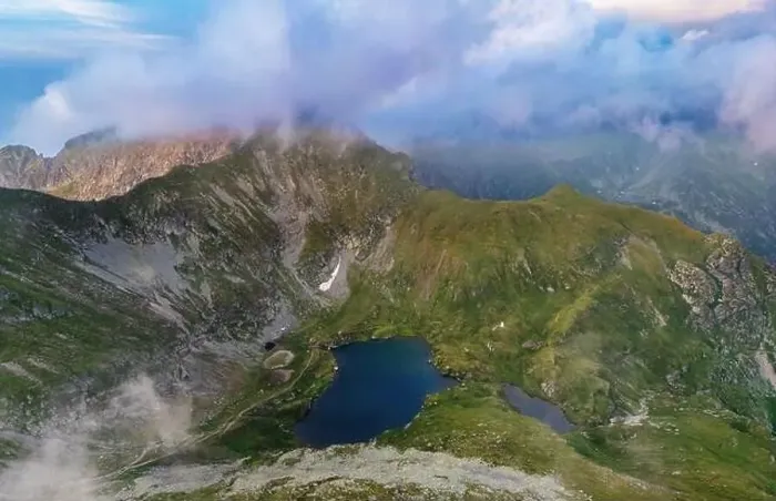 Framed Print : Fagaras Mountain, Romania, in summer, aerial view Framed Print : Fagaras Mountain, Romania, in summer, aerial view