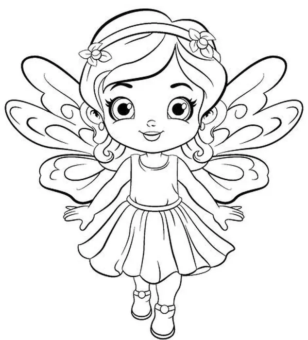 Framed Print : Fairy Girl in Beautiful Dress Outline for Colouring illustration Framed Print : Fairy Girl in Beautiful Dress Outline for Colouring illustration