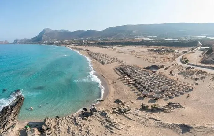Framed Print : Falasarna sandy beach, Crete island Greece