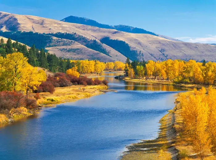 Framed Print : fall colors along the bitterroot river near missoula, montana Framed Print : fall colors along the bitterroot river near missoula, montana