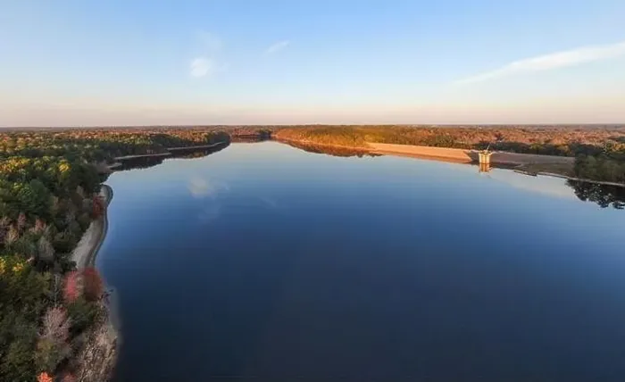 Framed Print : Fall Foliage at Falls Lake, Raleigh NC - Drone Framed Print : Fall Foliage at Falls Lake, Raleigh NC - Drone