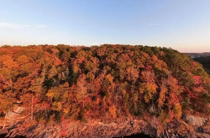 Framed Print : Fall Foliage at Falls Lake, Raleigh NC - Drone Framed Print : Fall Foliage at Falls Lake, Raleigh NC - Drone