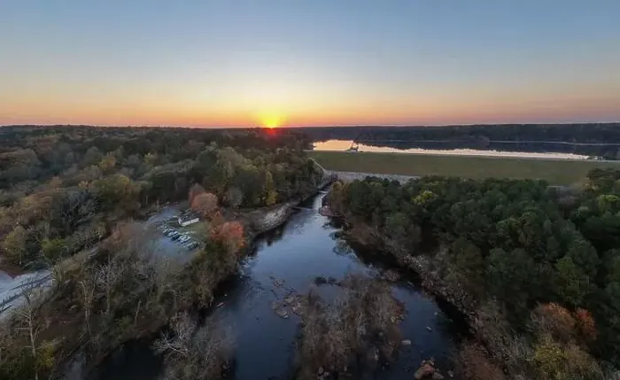 Framed Print : Fall Foliage at Falls Lake, Raleigh NC - Drone Framed Print : Fall Foliage at Falls Lake, Raleigh NC - Drone