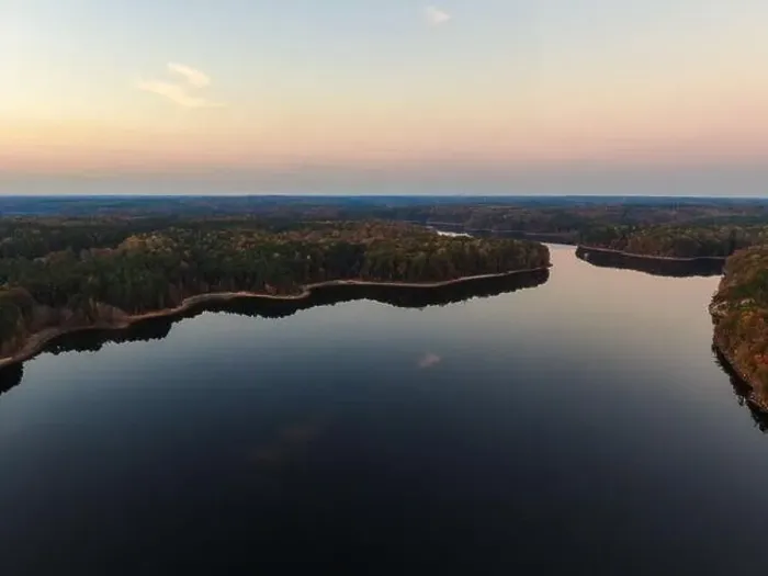 Framed Print : Fall Foliage at Falls Lake, Raleigh NC - Drone Framed Print : Fall Foliage at Falls Lake, Raleigh NC - Drone