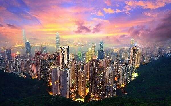 Famed skyline of Hong Kong from Victoria Peak