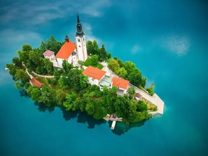 Framed Print : Famous Bled Church on Lake Bled in Slovenia