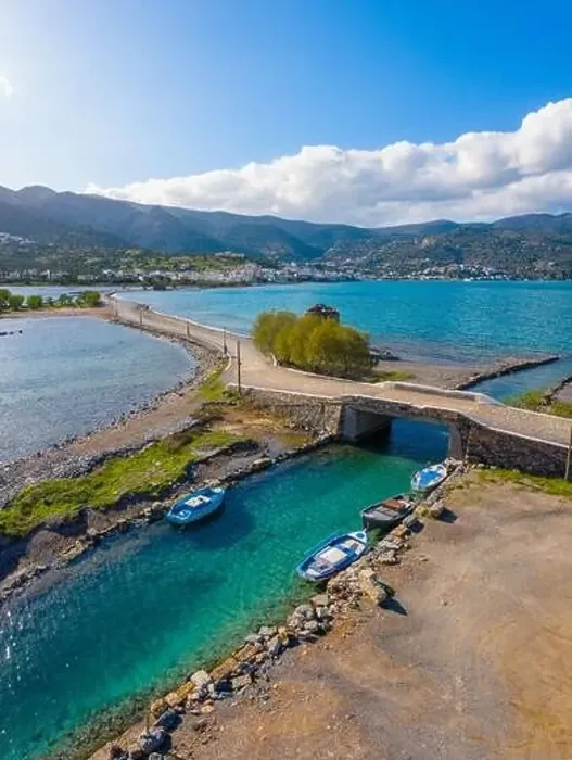 Framed Print : The famous canal of Elounda with the ruins of the old bridge, Crete, Greece Framed Print : The famous canal of Elounda with the ruins of the old bridge, Crete, Greece