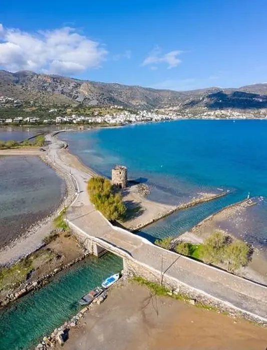 Framed Print : The famous canal of Elounda with the ruins of the old bridge, Crete, Greece Framed Print : The famous canal of Elounda with the ruins of the old bridge, Crete, Greece