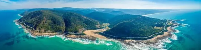Framed Print : Famous Great Ocean Road passing through breathtaking coastline - aerial panoramic landscape Framed Print : Famous Great Ocean Road passing through breathtaking coastline - aerial panoramic landscape