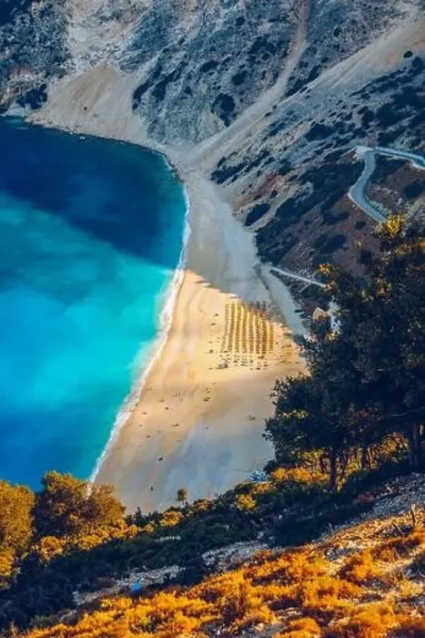 Framed Print : Famous Myrtos beach from overlook Framed Print : Famous Myrtos beach from overlook