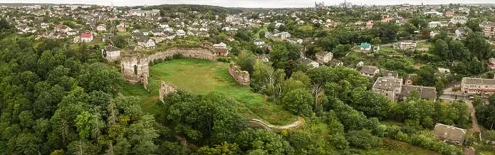 Framed Print : Famous ukranian sights - panoramic view from drone to castle ruins and city Buchach, Ternopil region, Ukraine Framed Print : Famous ukranian sights - panoramic view from drone to castle ruins and city Buchach, Ternopil region, Ukraine