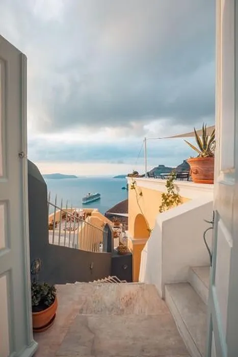 Framed Print : Fantastic evening view of Santorini island. Picturesque spring sunset on famous view resort Fira, Greece, Europe. Traveling concept background. Sunset Framed Print : Fantastic evening view of Santorini island. Picturesque spring sunset on famous view resort Fira, Greece, Europe. Traveling concept background. Sunset