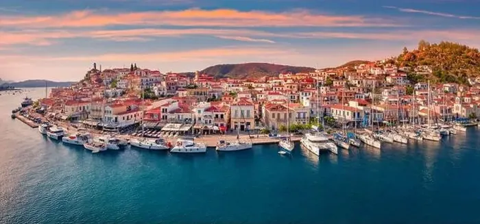 Framed Print : Fantastic sunset in Poros town Framed Print : Fantastic sunset in Poros town