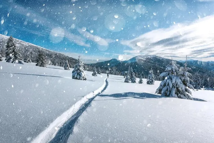 Framed Print : Fantastic winter landscape with snowy trees in high mountains. DOF bokeh light postprocessing effect. Christmas holiday collage