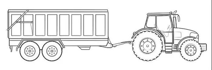 Framed Print : Farm tractor with trailer - stock outline illustration of a vehicle Framed Print : Farm tractor with trailer - stock outline illustration of a vehicle