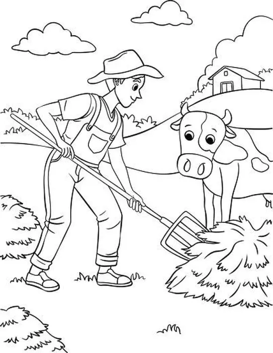 Framed Print : Farmer Coloring Page for Kids Framed Print : Farmer Coloring Page for Kids