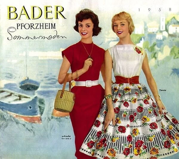 fashion, 1950s, catalogue fashion, Bader catalogue, summer edition, Pforzheim, Germany, 1958, Additional-Rights-Clearences-Not Available