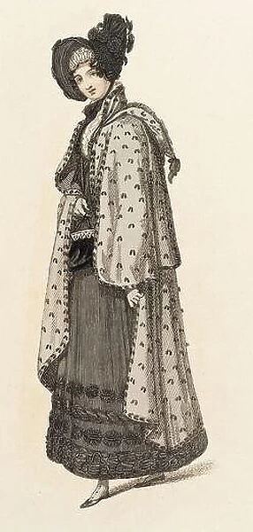 Fashion Plate, ‘Carriage Dress for ‘The Repository of Arts'. Rudolph Ackermann (England, London, 1764-1834). England, London, circa 1820