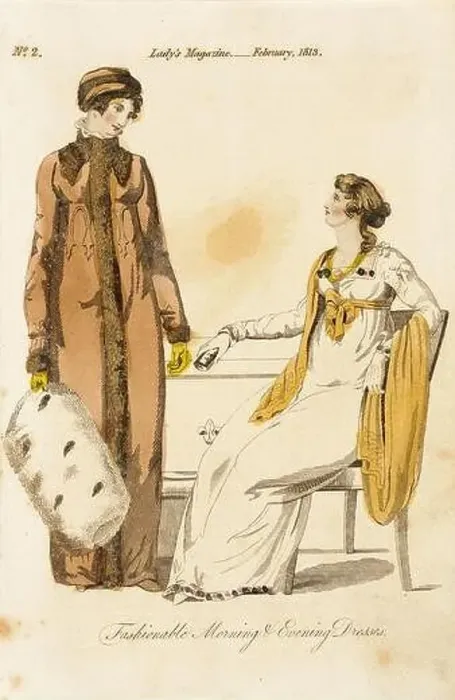 Framed Print : Fashion Plate, Fashionable Morning and Evening Dresses for Lady's Magazine'. England, London, January 1813. Prints; engravings Framed Print : Fashion Plate, Fashionable Morning and Evening Dresses for Lady's Magazine'. England, London, January 1813. Prints; engravings