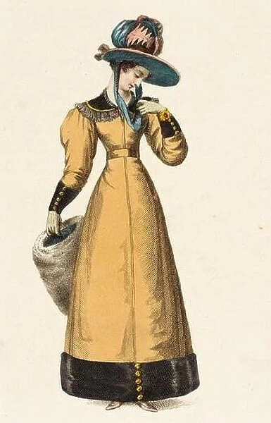 Fashion Plate, ‘Promenade Dress for ‘The Repository of Arts'. Rudolph Ackermann (England, London, 1764-1834). England, London, February 1, 1828