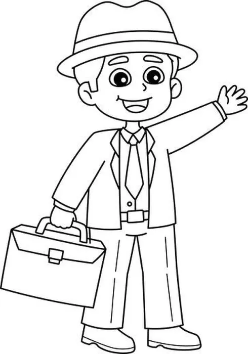 Framed Print : Father Holding Briefcase Isolated Coloring Page