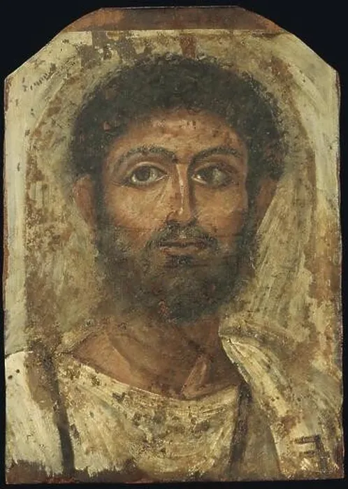 Framed Print : Fayum mummy portrait, male (circa 2nd century), Christie's Framed Print : Fayum mummy portrait, male (circa 2nd century), Christie's
