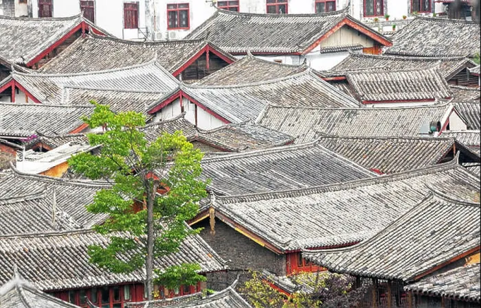 Framed Print : Features of traditional Chinese roofs at the old town of Lijiang city, Yunnan, China. Framed Print : Features of traditional Chinese roofs at the old town of Lijiang city, Yunnan, China.