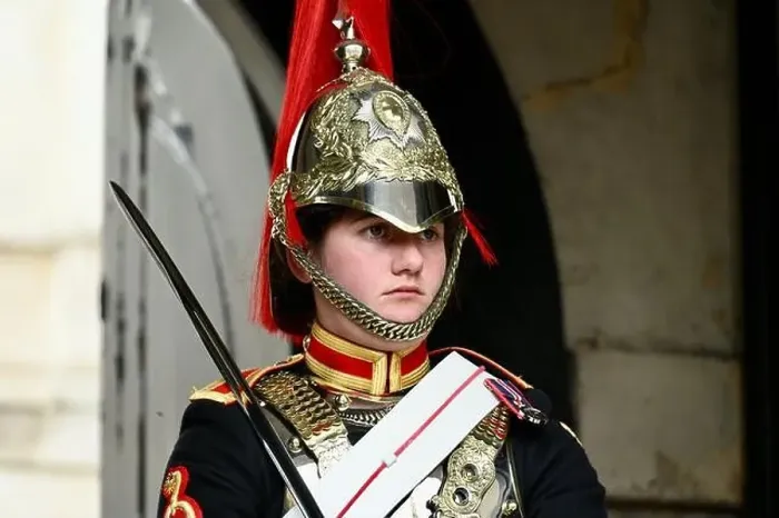 Framed Print : Female Blues and Royals Soldier, Whitehall, London, UK Framed Print : Female Blues and Royals Soldier, Whitehall, London, UK