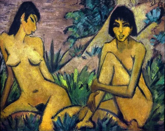 Framed Print : Two female Nudes in a Landscape 1922 Otto Muller 1874-1930 German, Germany Framed Print : Two female Nudes in a Landscape 1922 Otto Muller 1874-1930 German, Germany