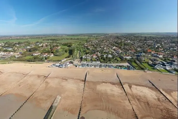 Framed Print : Ferring seafront on the English Channel with the Ferring Rife running next to the village of Ferring