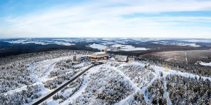 Framed Print : Fichtelberg highest mountain in Erzgebirge in winter snow aerial view photo panorama in Oberwiesenthal, Germany Framed Print : Fichtelberg highest mountain in Erzgebirge in winter snow aerial view photo panorama in Oberwiesenthal, Germany