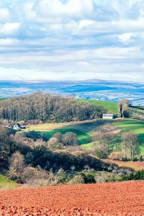 Framed Print : Fields and Farmlands in spring from a drone, Devon, England, Europe Framed Print : Fields and Farmlands in spring from a drone, Devon, England, Europe
