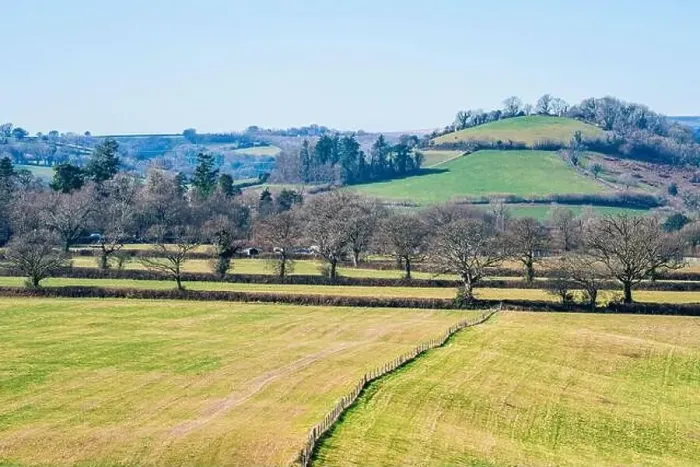 Framed Print : Fields and Farmlands in spring from a drone, Devon, England, Europe Framed Print : Fields and Farmlands in spring from a drone, Devon, England, Europe