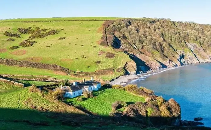 Framed Print : Fields and Farms over Man Sands from a drone, Brixham, Kingswear, Devon, England, Europe Framed Print : Fields and Farms over Man Sands from a drone, Brixham, Kingswear, Devon, England, Europe