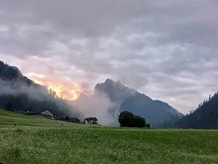 Framed Print : A fiery sunset next to the Picco Vallandro in the Braies valley Framed Print : A fiery sunset next to the Picco Vallandro in the Braies valley