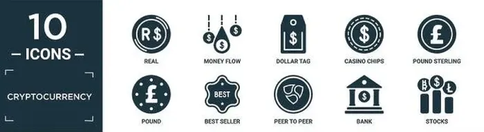 Framed Print : filled cryptocurrency icon set