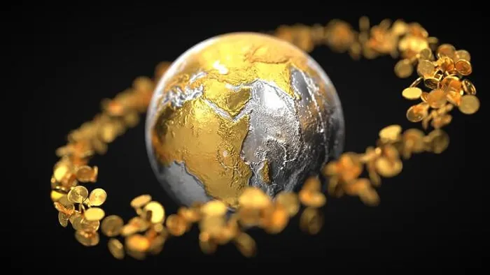 Framed Print : finance concept with gold coins around metallic earth globe. 3d illustration Framed Print : finance concept with gold coins around metallic earth globe. 3d illustration