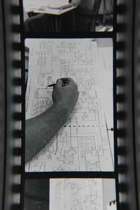 Framed Print : Fine 70s vintage contact print black and white photography of handwriting complicated engineering drawings on paper Framed Print : Fine 70s vintage contact print black and white photography of handwriting complicated engineering drawings on paper