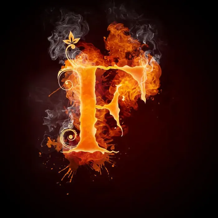 Framed Print : Fire Swirl Letter F
