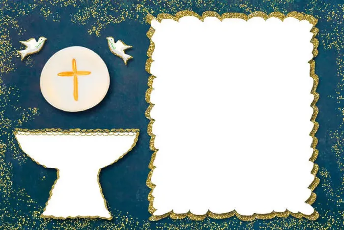 Framed Print : First holy communion invitation card Framed Print : First holy communion invitation card