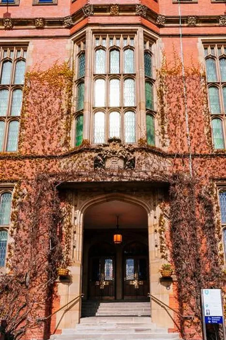 Framed Print : Firth Court is a Grade II listed Edwardian red-brick building that forms part of the Western Bank Campus of