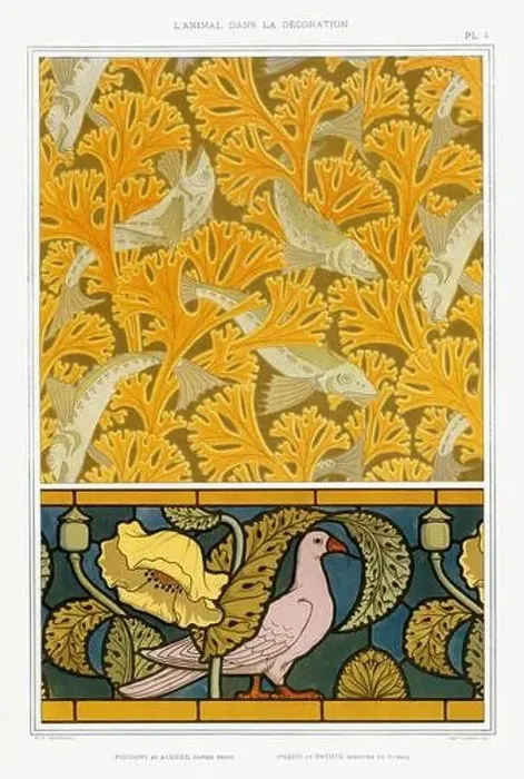 Framed Print : Fishes-Pigeons / Illustration from L'animal dans la decoration (1897) by Maurice Pillard Verneuil Framed Print : Fishes-Pigeons / Illustration from L'animal dans la decoration (1897) by Maurice Pillard Verneuil
