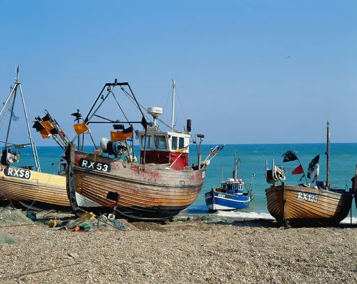 Framed Print : Fishing boats on Hastings Stade beach, East Sussex, England, UK, GB Framed Print : Fishing boats on Hastings Stade beach, East Sussex, England, UK, GB