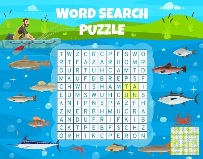 Framed Print : Fishing sport word search puzzle game vector worksheet and kids quiz grid Framed Print : Fishing sport word search puzzle game vector worksheet and kids quiz grid