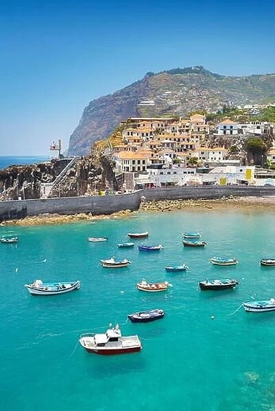 Fishing village Camara de Lobos and Cabo Girao Cliff, Madeira Island, Portugal